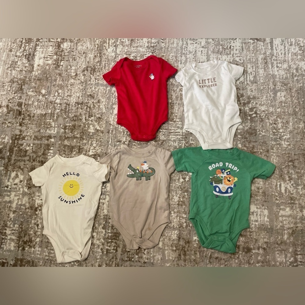 Garanimals Colorful Bodysuit Set - Red, White, Beige, Green size 6/9M